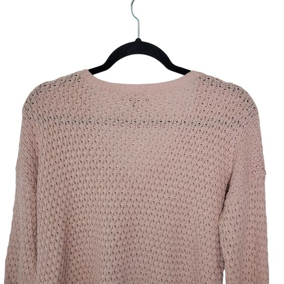 American Eagle Outfitters Womens Sz S Pink Solid Long Sleeve V-Neck Knitted Swe - Picture 5 of 10